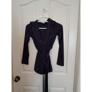 BCBGMAXAZRIA Womens Purple Long Sleeve Vneck Tie Waist. Size Medium.  B38